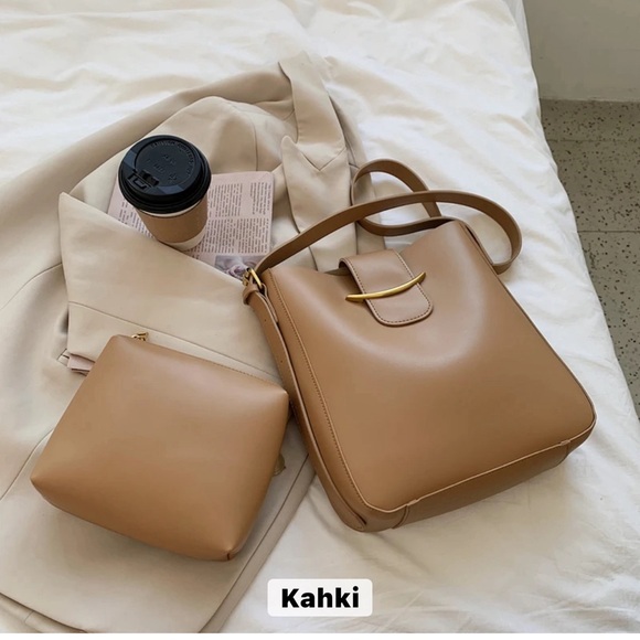 Beautiful PU Leather Bucket Bag Purse and Coin Bag Set - Picture 4 of 10